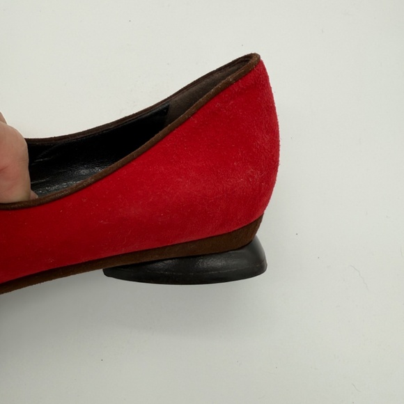 Vintage Franco Fieramosca Red Suede Square Toe Slip-On Flats 10B Made in Italy - Picture 2 of 12